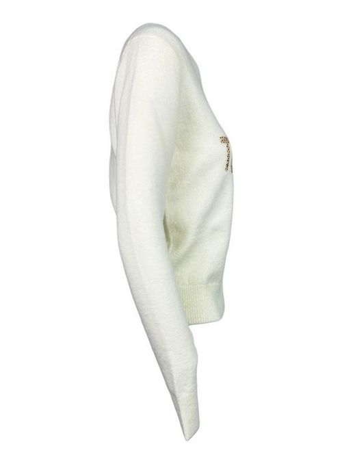 girocollo donna panna con scritta born to shine MC2 Saint Barth | NEW QUEEN ALPACA - BORN SHINE10 STRASS